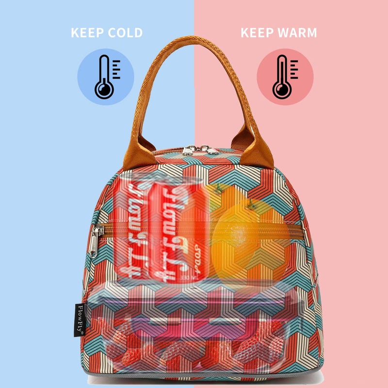 FlowFly Insulated Lunch Cooler Bag - Tote Bag Organizer for Women/Men, Red#3D - Image 2